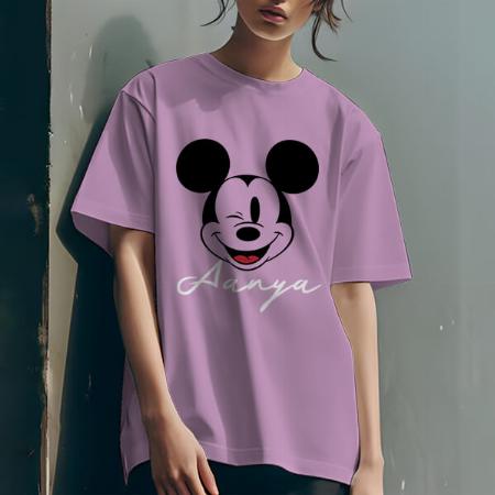 Playful Oversized Hip Hop Customized Printed Women's Half Sleeves Cotton T-Shirt