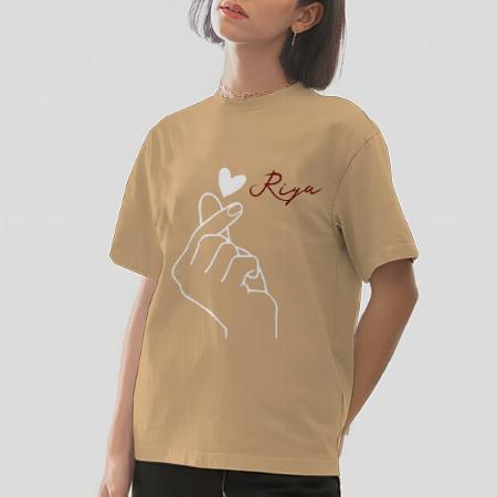 Korean Love Oversized Hip Hop Customized Printed Women's Half Sleeves Cotton T-Shirt