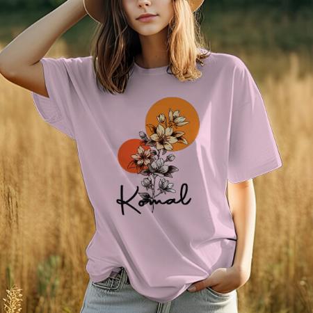Flowers Oversized Hip Hop Customized Printed Women's Half Sleeves Cotton T-Shirt