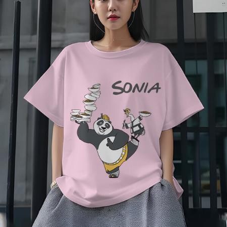 Panda Oversized Hip Hop Customized Printed Women's Half Sleeves Cotton T-Shirt