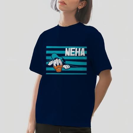 Cartoon Oversized Hip Hop Customized Printed Women's Half Sleeves Cotton T-Shirt