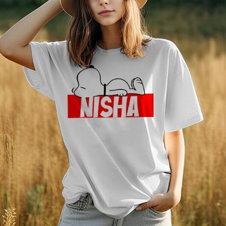 Lazy Oversized Hip Hop Customized Printed Women's Half Sleeves Cotton T-Shirt