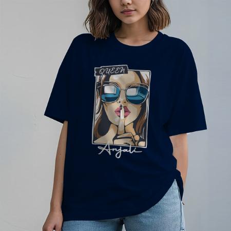 Queen Oversized Hip Hop Customized Printed Women's Half Sleeves Cotton T-Shirt
