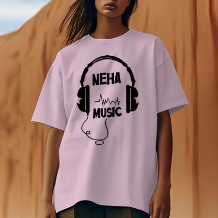 Music Oversized Hip Hop Customized Printed Women's Half Sleeves Cotton T-Shirt