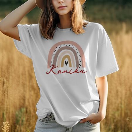 Rainbow Oversized Hip Hop Customized Printed Women's Half Sleeves Cotton T-Shirt