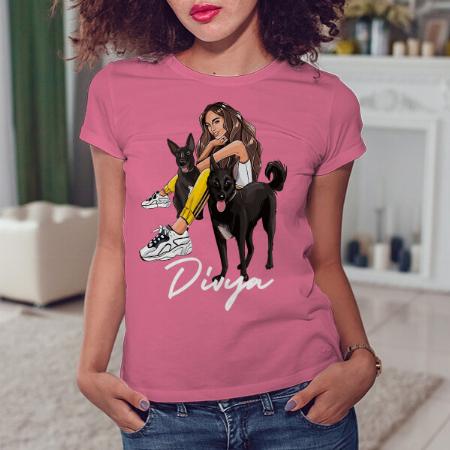 Dog Lover Customized Printed Women's Half Sleeves Cotton T-Shirt