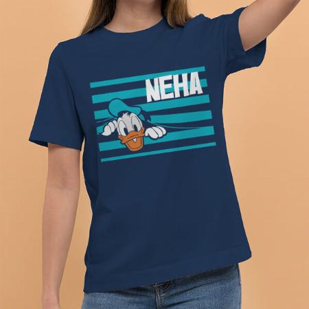 Cartoon Customized Printed Women's Half Sleeves Cotton T-Shirt