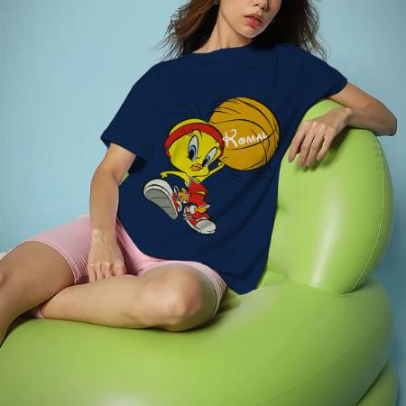 Cute Girl Customized Printed Women's Half Sleeves Cotton T-Shirt