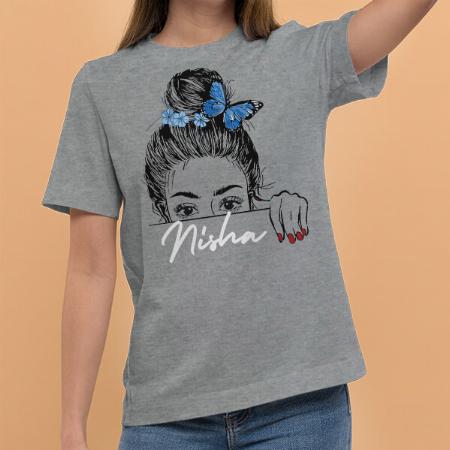 Intense Gaze Customized Printed Women's Half Sleeves Cotton T-Shirt