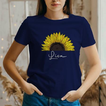 Sunflower Customized Printed Women's Half Sleeves Cotton T-Shirt