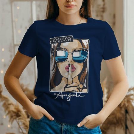 Queen Customized Printed Women's Half Sleeves Cotton T-Shirt