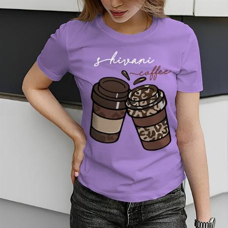 Coffee Customized Printed Women's Half Sleeves Cotton T-Shirt