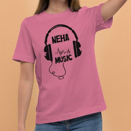 Music Customized Printed Women's Half Sleeves Cotton T-Shirt