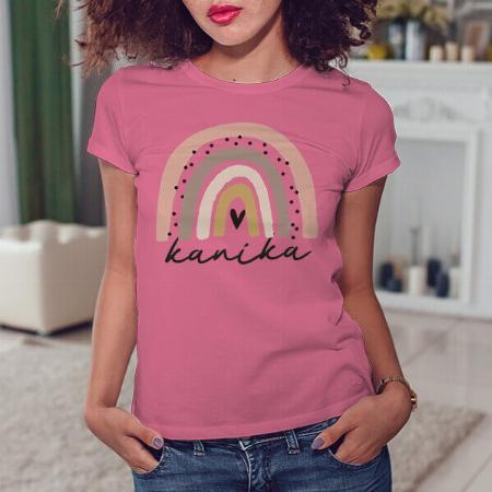 Rainbow Customized Printed Women's Half Sleeves Cotton T-Shirt