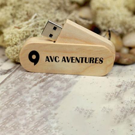 Swivel Wooden Frame Custom Printed USB Pen Drive