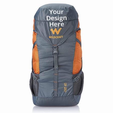 Grey and Orange Customized Wildcraft 45 Ltrs  Rucksack Bag