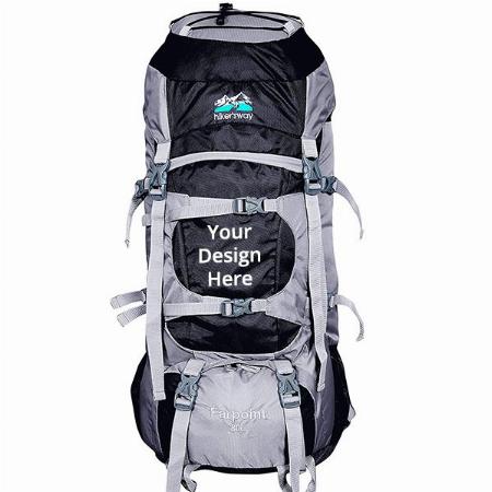 Black And Grey Customized 80 Litres Rucksack Bags Trekking Bags, Backpack, Travelling Bag For Men & Women With Rain Cover