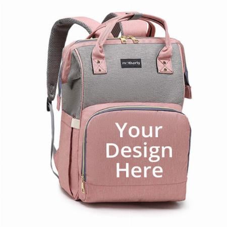 Grey Pink Customized Motherly Bag