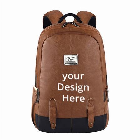 Tan Customized Gear Classic 20L Faux Leather Water Resistant Anti Theft Laptop Backpack