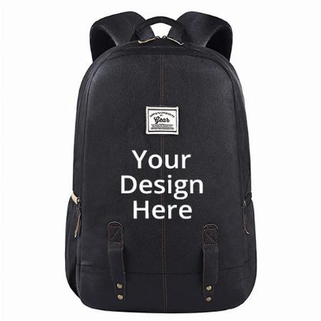 Black Customized Gear Classic Anti Theft Faux Leather Laptop Backpack