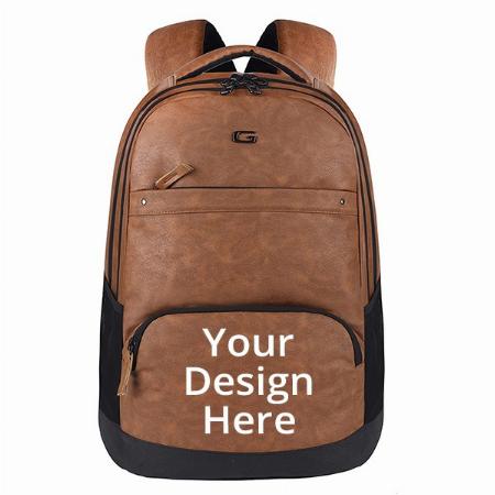 Tan Customized Gear Vintage2 Anti Theft Faux Leather Laptop Backpack