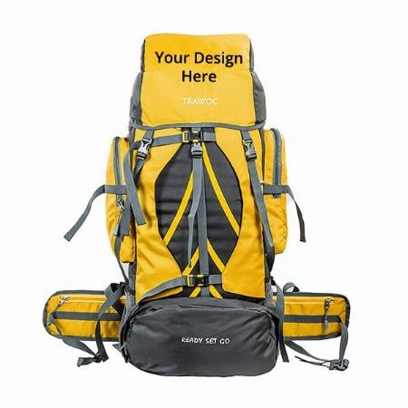 Yellow Customized 60 Litres Travel Backpack Hiking Trekking Rucksack Bag