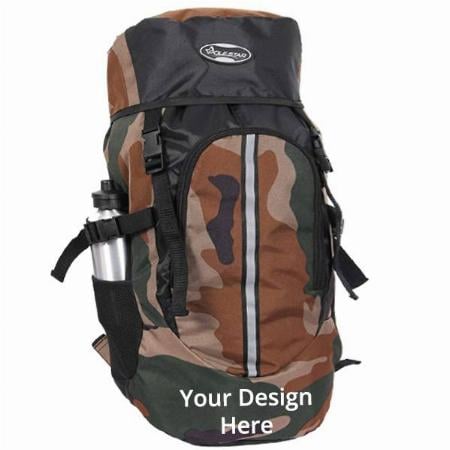 Military Orange Customized 44 Litres Hiking/ Trekking/ Camping/ Travelling Rucksack Backpack With Rain Cover, Shoe Compartment, Water Resistant
