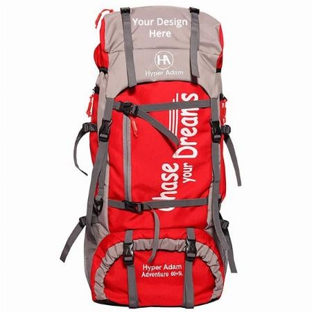 Red Customized 65 Litre Rucksack Hiking Trekking Bag Travel Backpack For Outdoor Sport Camping Rucksack