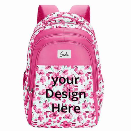 Pink Customized Bag 3 Compartments Water Resistant Stylish and Trendy School, College Backpacks for Girls