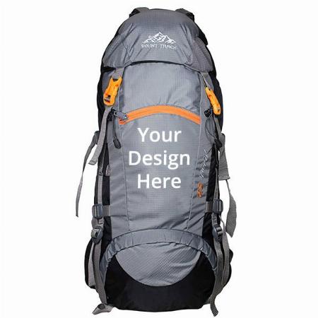 Grey Customized Altitude Rucksack, Hiking & Trekking Backpack 55 Litre With Rain Cover And Laptop Compartment