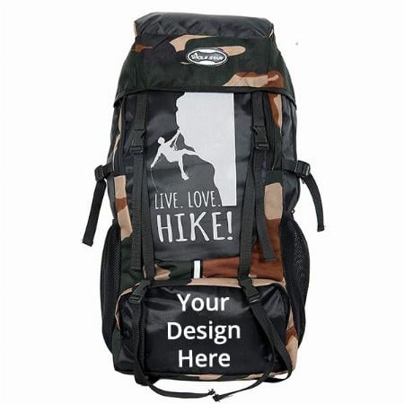 Military Orange Customized 55 Litres Hiking/ Trekking/ Camping/ Travelling Rucksack Backpack With Rain Cover, Shoe Compartment, Water Resistant