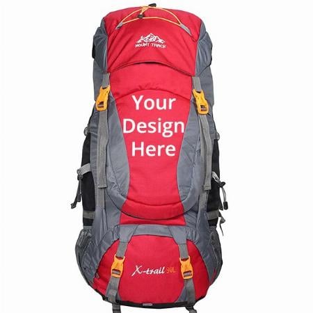 Red Customized Hiking Rucksack 90 Litre With Rain Cover