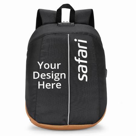 Black Customized Safari Laptop Backpack with Anti-Theft, Lock, USB and RFID