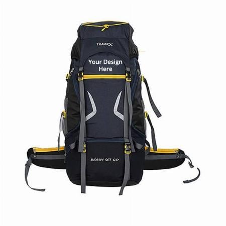 Navy Blue Customized 65 Litres Travel Backpack For Hiking Trekking Bag Camping Rucksack With Rain Cover / Shoe Compartment