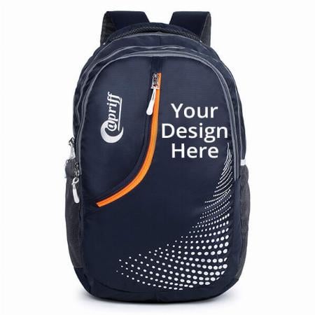 Navy Blue Customized Capriff 32 L Waterproof Laptop Backpack with Rain Cover, Adjustable Strap and with 2 Compartments