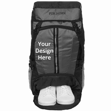 Black And Grey Customized 55 L Trekking Hiking Sports Travel Rucksack Backpack With Shoe Compartment