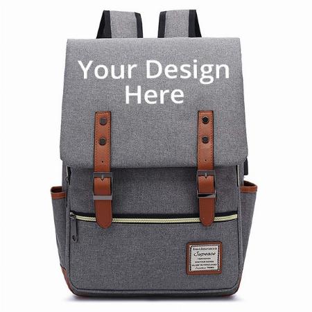 Black Customized Laptop Backpack Casual Briefcase Convertible Business Travel Rucksack with USB Charging Port