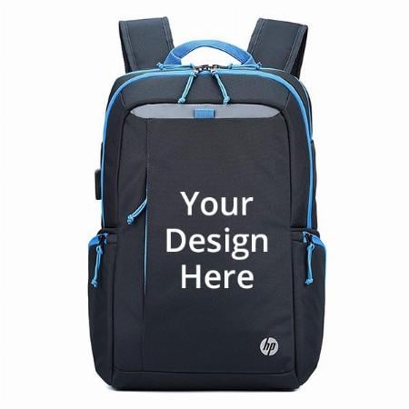 Blue Customized HP Lightweight Laptop Backpack with Crafted Cable Pass Through and Padded Shoulder Straps (Dimensions ‎30 x 14 x 44.5 cm)