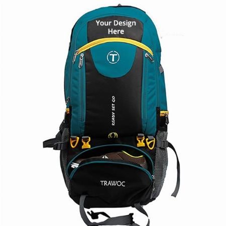 English Blue Customized 60 Litre Travel Backpack / Hiking Trekking Bag Camping Rucksack With Rain Cover / Shoe Compartment