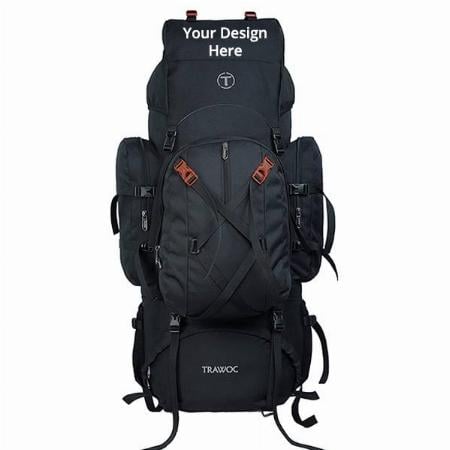 Black Customized 95L Internal Frame Travel Backpack With Detachable Daypack / Camping Hiking Trekking Bag Rucksack