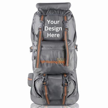 Grey Customized Travel Backpacks For Trekking And Hiking, Backpack For Outdoor Sport Camp Hiking 65 Litre