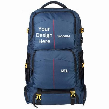Blue Customized 65 Litre Trekking Backpack For Outdoor Activities Sports Equipment Hiking Bag Climbing Backpack Rucksack Travel Bag
