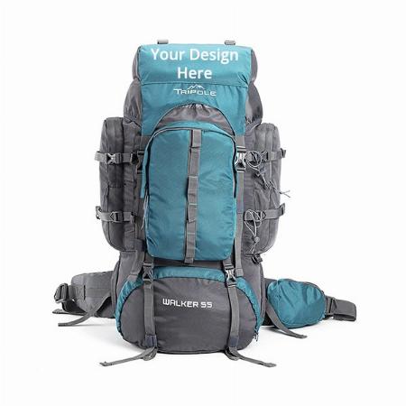 Grey Customized 55 Litre Internal Frame Rucksack For Trekking and Backpacking