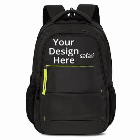 Black Customized 35 Litres Large Laptop Backpack With 3 Compartments, Water Resistant Fabric