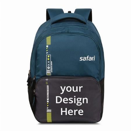 Blue Black Customized Safari Laptop Backpack with Water Resistant Fabric