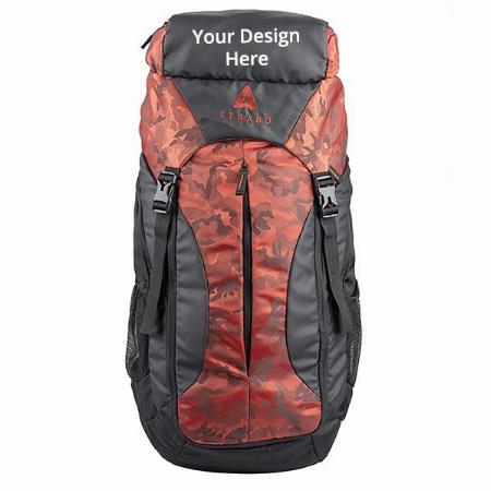 Red Customized 55L Travel Backpack For Outdoor Sport Camp Hiking Trekking Bag Camping Rucksack Water Resistant