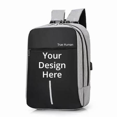 Grey Customized Anti-Theft and USB Charging Port Backpack with Combination Lock Laptop Bag (Dimensions - 43 x 30 x 12 cm)