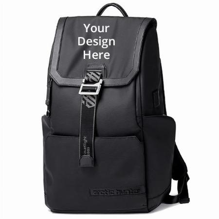 Black Customized Laptop Bag, 30L Backpack, Stylish School Bag with USB Charging Port, Anti-theft Backpack for 15.6 inch Laptop