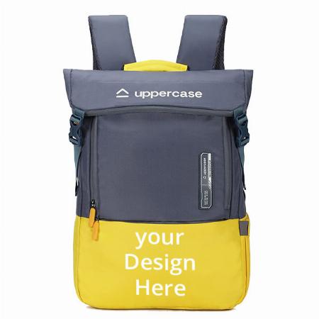 Blue Yellow Customized Laptop Backpack 3x More Water Resistant Sustainable Bags with Rain Proof Zippers