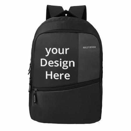 Black Customized Half Moon Bag with Small Pockets &amp; Laptop Compartment | Unisex School Bag